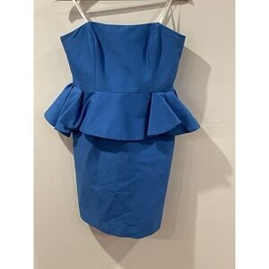 Halston Heritage Dress Size 8 Blue Strapless Fit & Flare Formal Party Classic